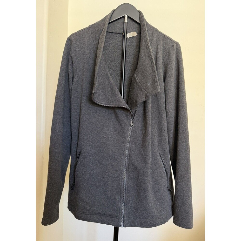 LUCY Activewear Gray Asymmetrical Full Zip Draped Collar Athletic Jacket Large